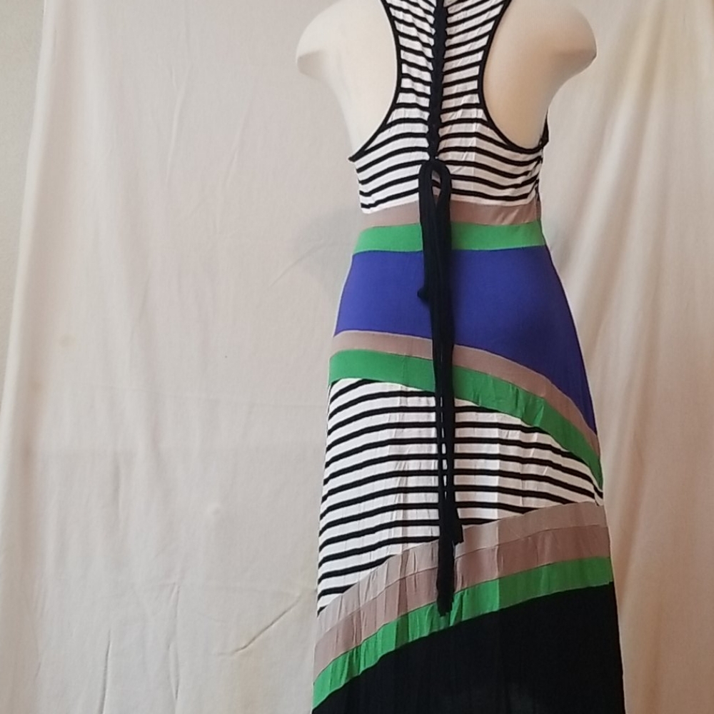 Womans multi color maxi dress with braided back